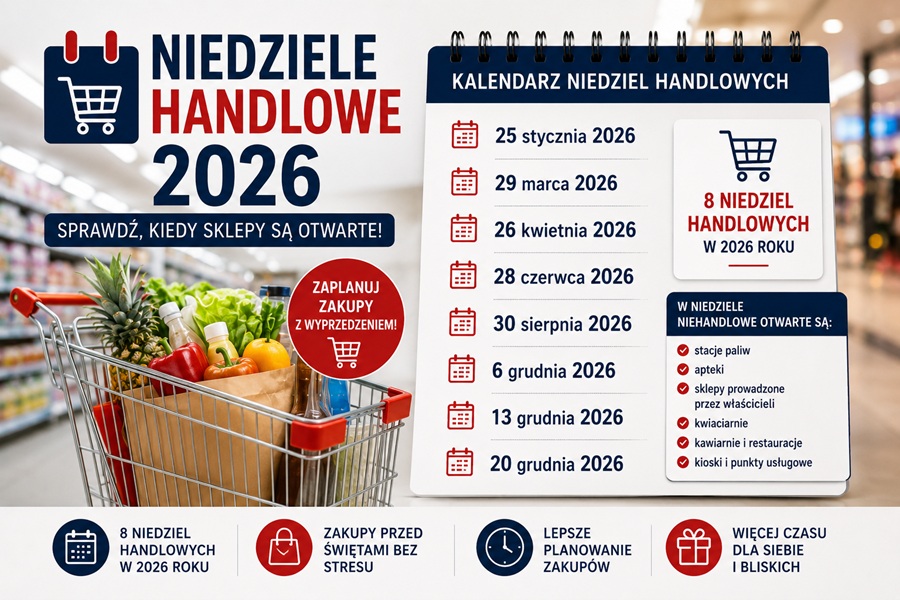 Niedziele handlowe 2026 – kalendarz otwartych sklepów oraz zakupy w galerii handlowej