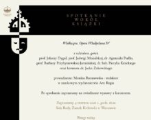 Zaproszenie na spotkanie wokół książki „Wielka gra. Opera Władysława IV” organizowane przez Zamek Królewski w Warszawie. Wydarzenie odbędzie się 9 czerwca 2026 roku i obejmuje debatę ekspertów oraz zwiedzanie wystawy z kuratorem.