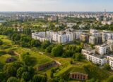 Bemowo – dzielnica Warszawy, widok z lotu ptaka na osiedla i Fort Radiowo