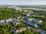 Bielany – dzielnica Warszawy, widok z lotu ptaka na Las Bielański i osiedla