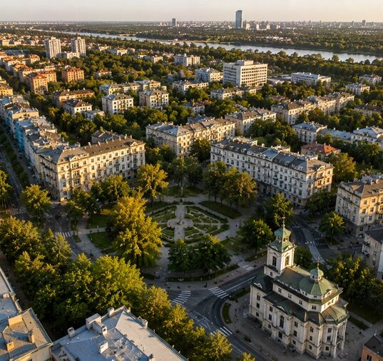 Żoliborz – dzielnica Warszawy, widok na Plac Wilsona i klimatyczne kamienice
