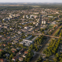 Legionowo – miasto w północnej aglomeracji warszawskiej, widok z lotu ptaka na centrum i okolice